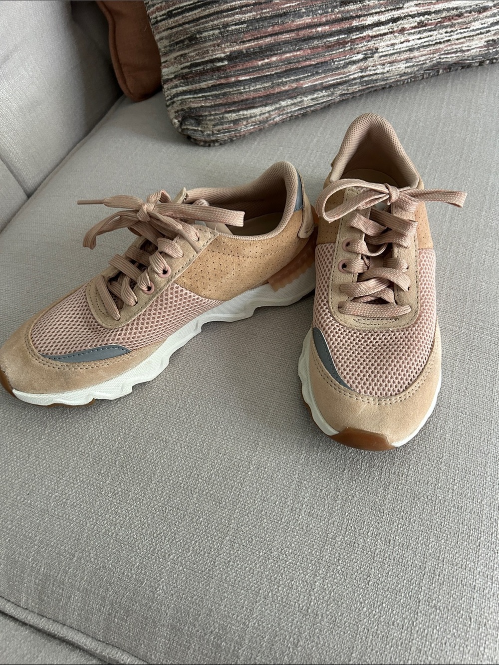 Sorel Women's Blush Pink & Tan Mesh Suede Sneakers